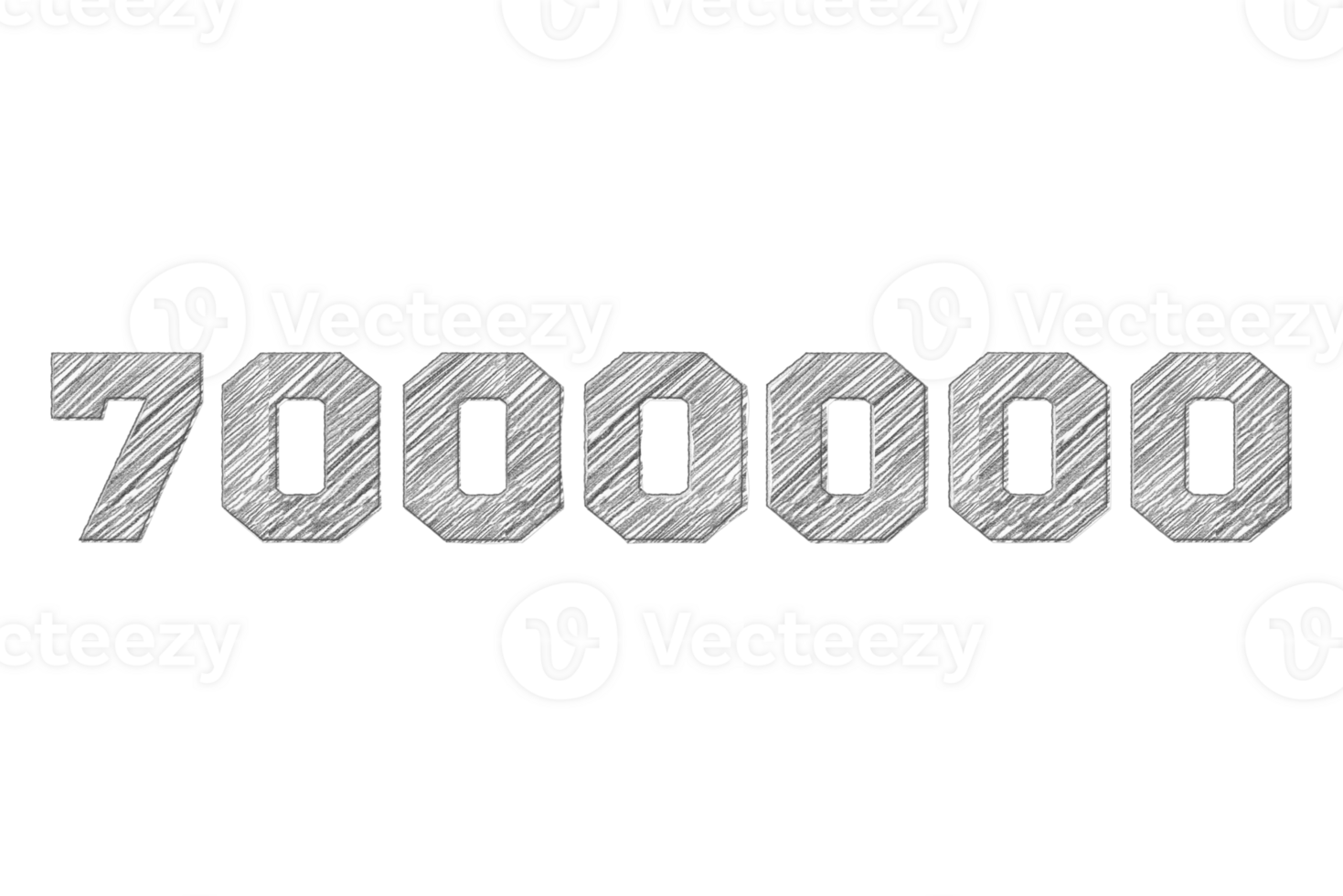 7000000 subscribers celebration greeting Number with pencil sketch design png