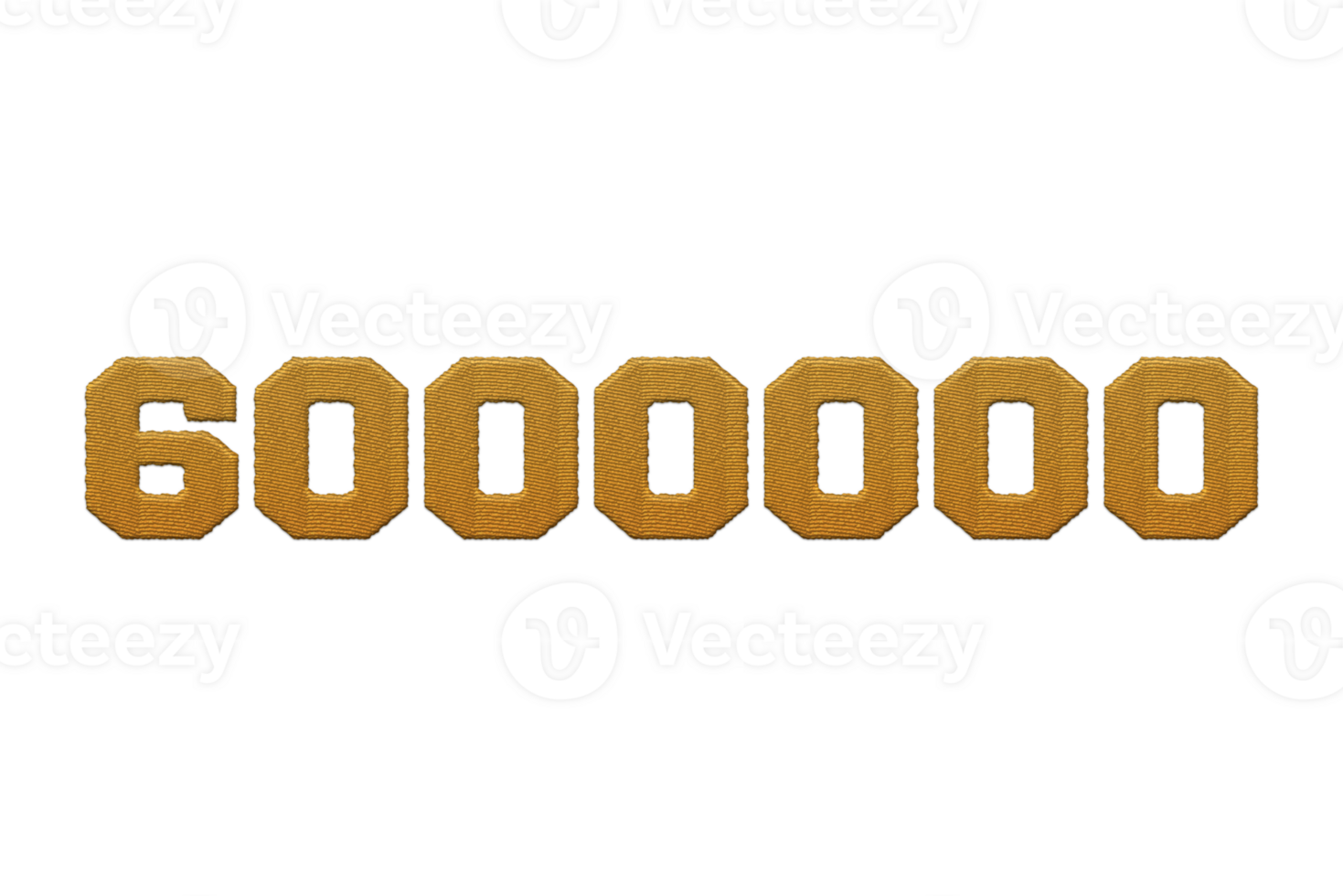 6000000 subscribers celebration greeting Number with embroidery design png