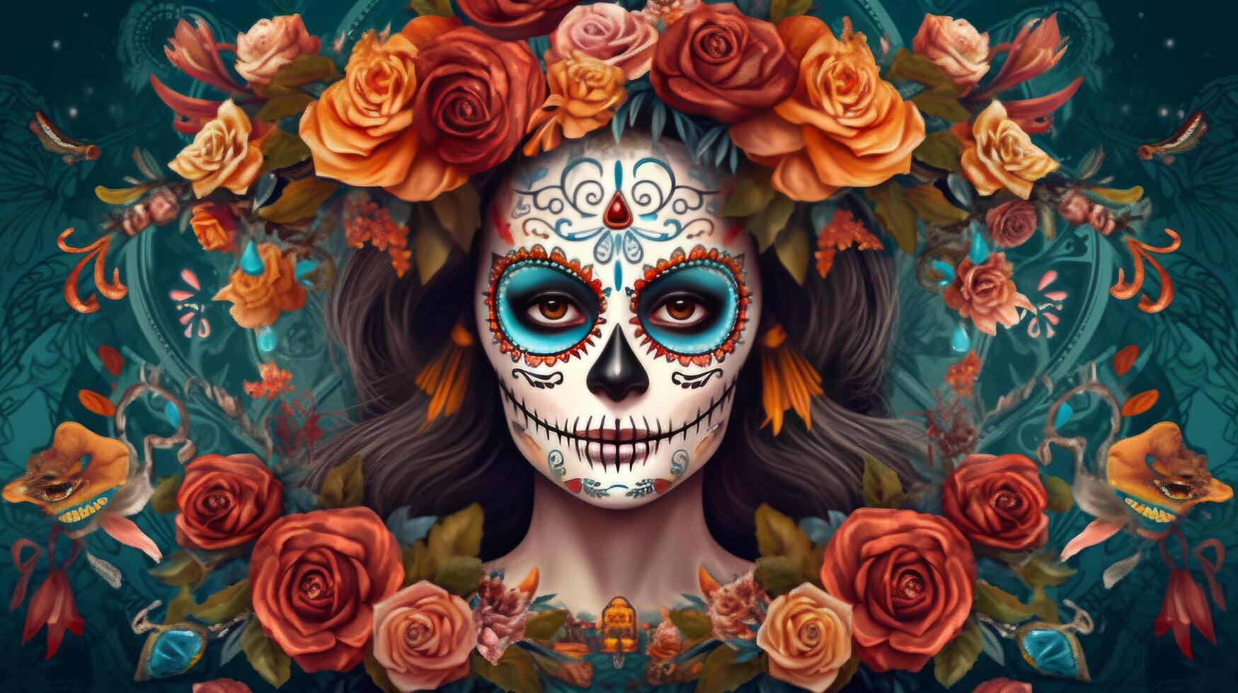 día de el muerto, dia Delaware los muertos. ilustración ai generativo foto