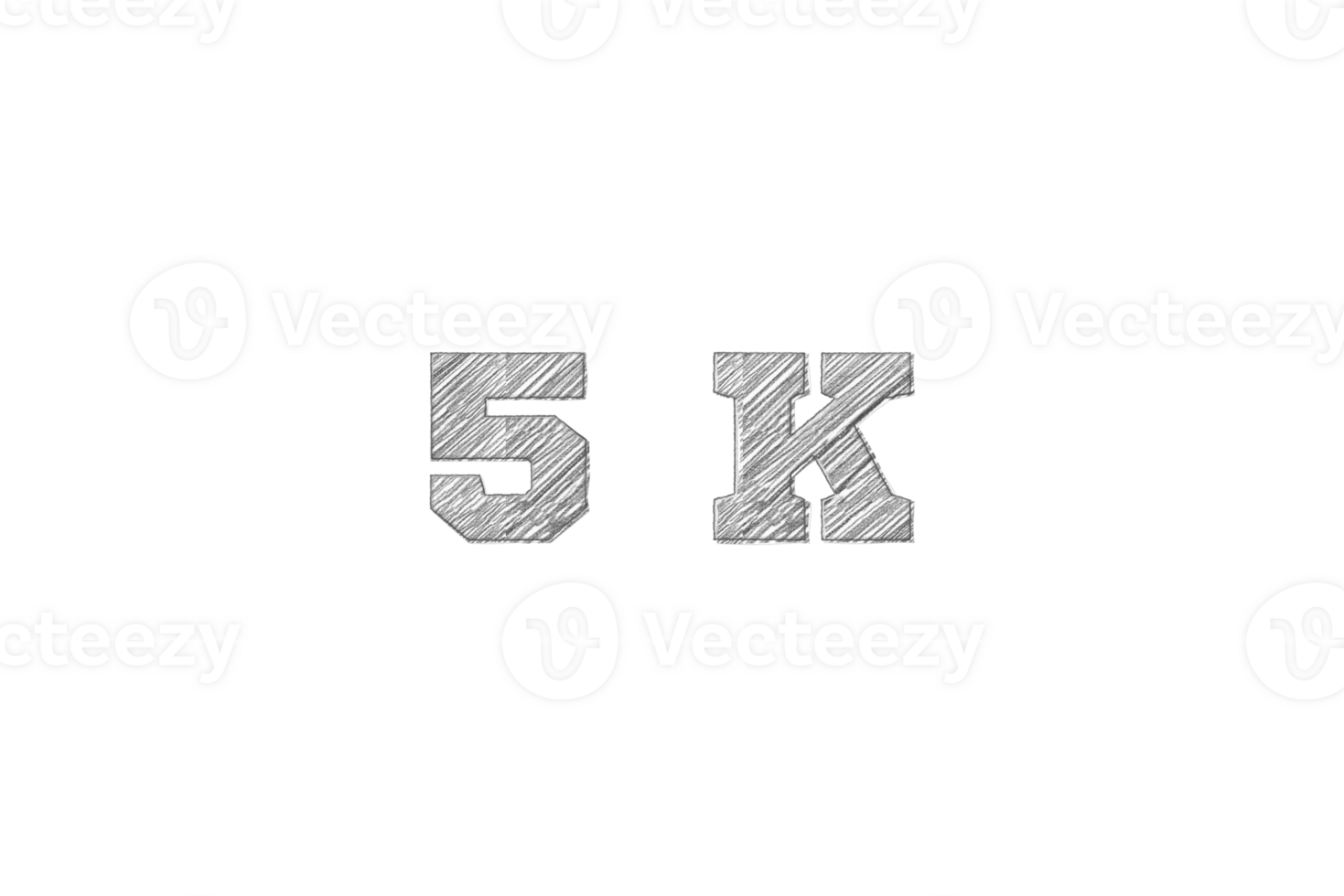 5 k subscribers celebration greeting Number with pencil sketch design png