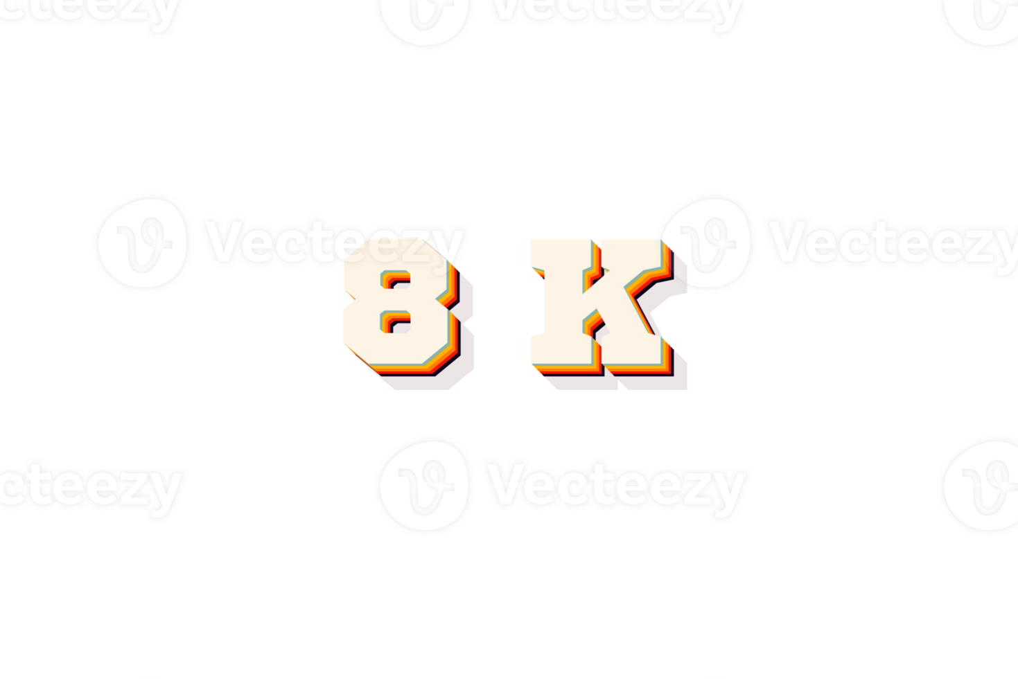 8 k subscribers celebration greeting Number with retro 2 design png