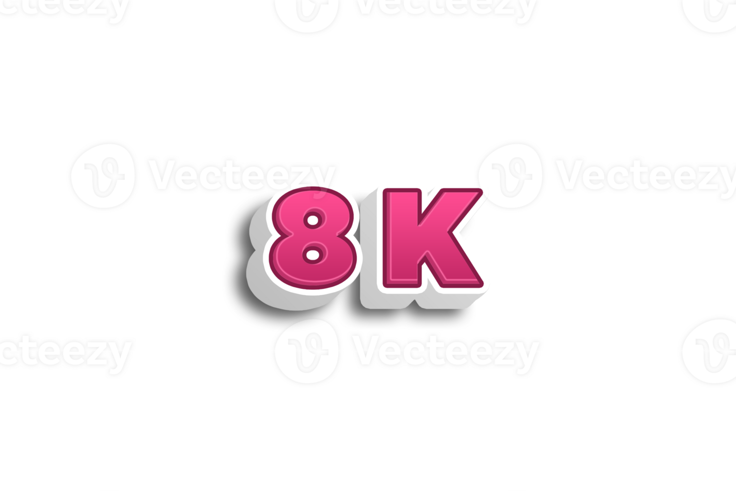 8 k subscribers celebration greeting Number with pink 3d design png