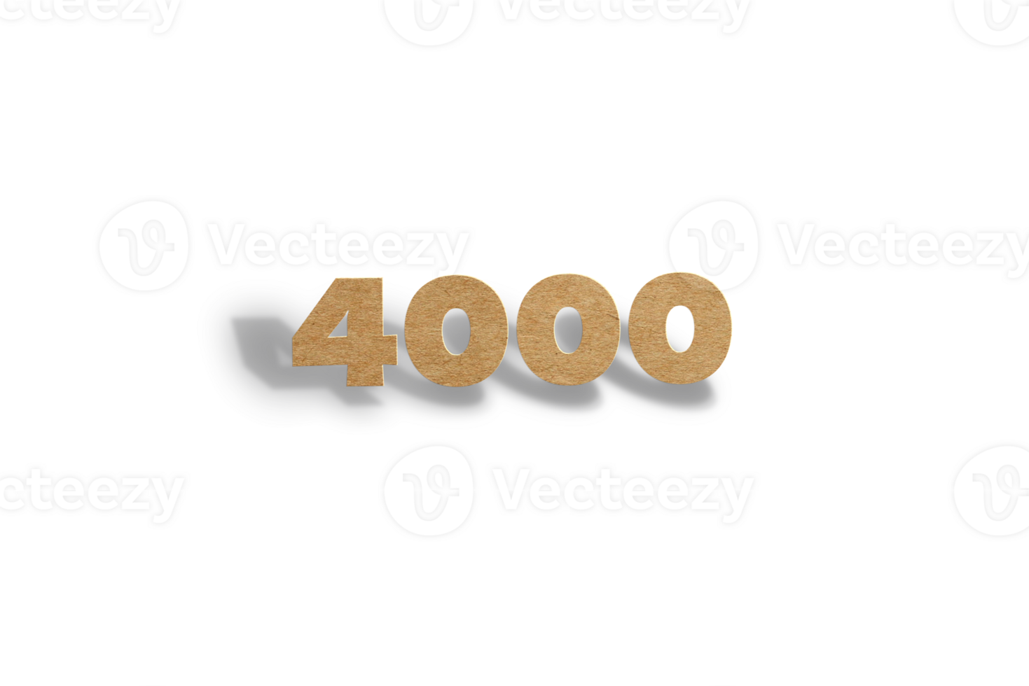 4000 subscribers celebration greeting Number with hard card cutted design png