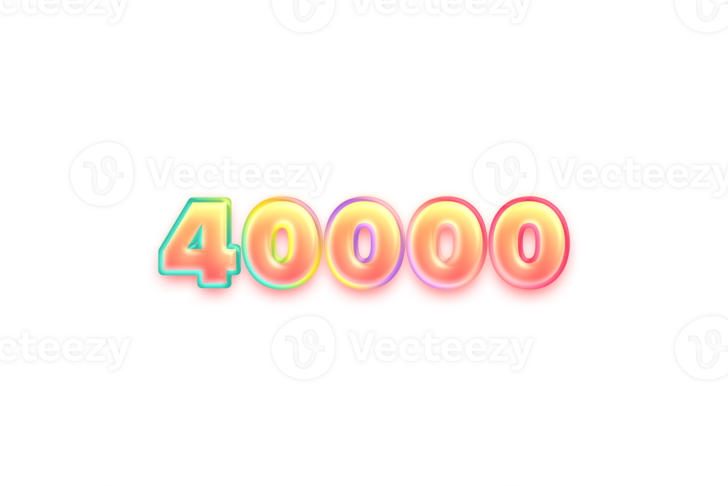 40000 subscribers celebration greeting Number with candy color design png