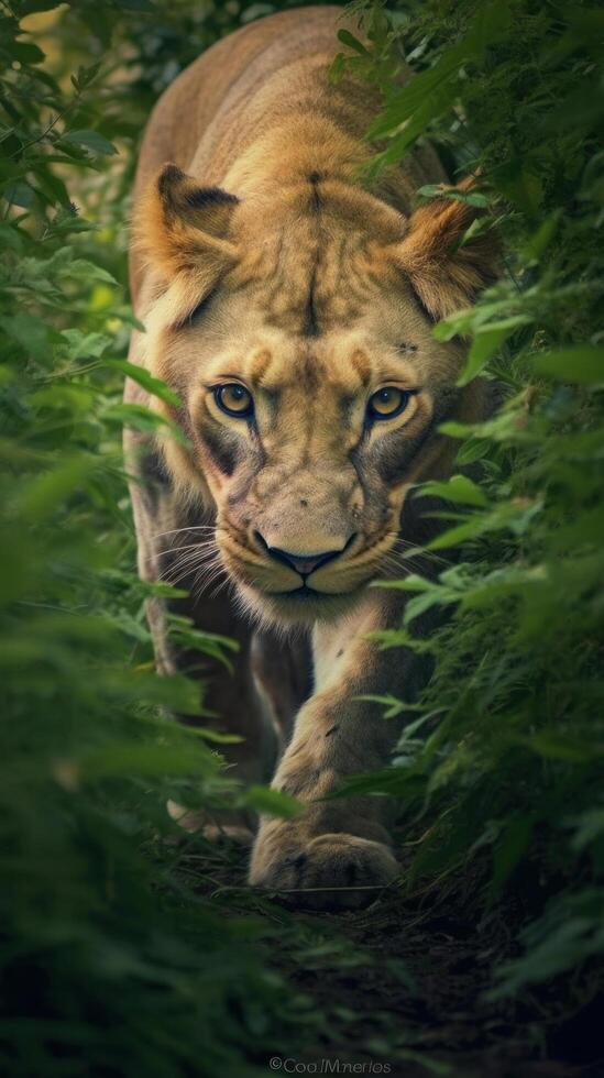 Wild lion animal. Illustration AI Generative photo