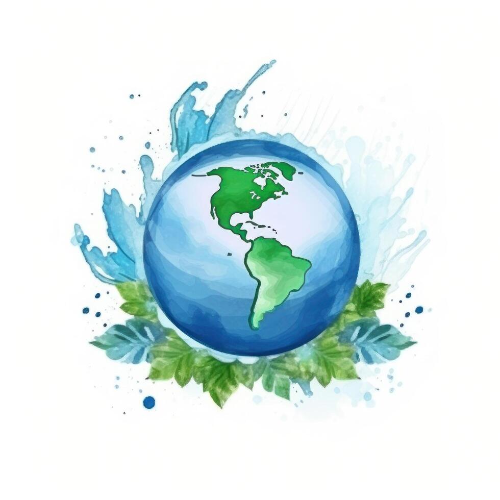 Watercolor Earth planet. Illustration photo