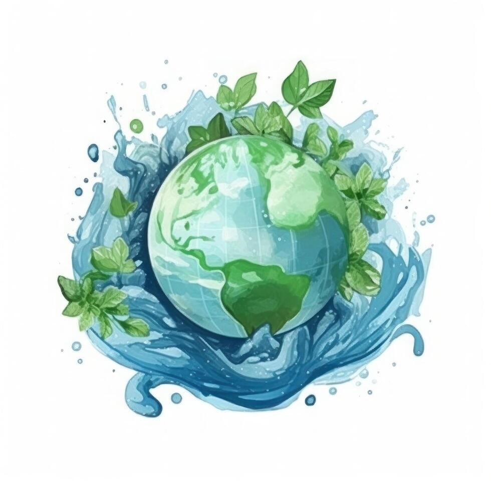 Watercolor Earth planet. Illustration photo