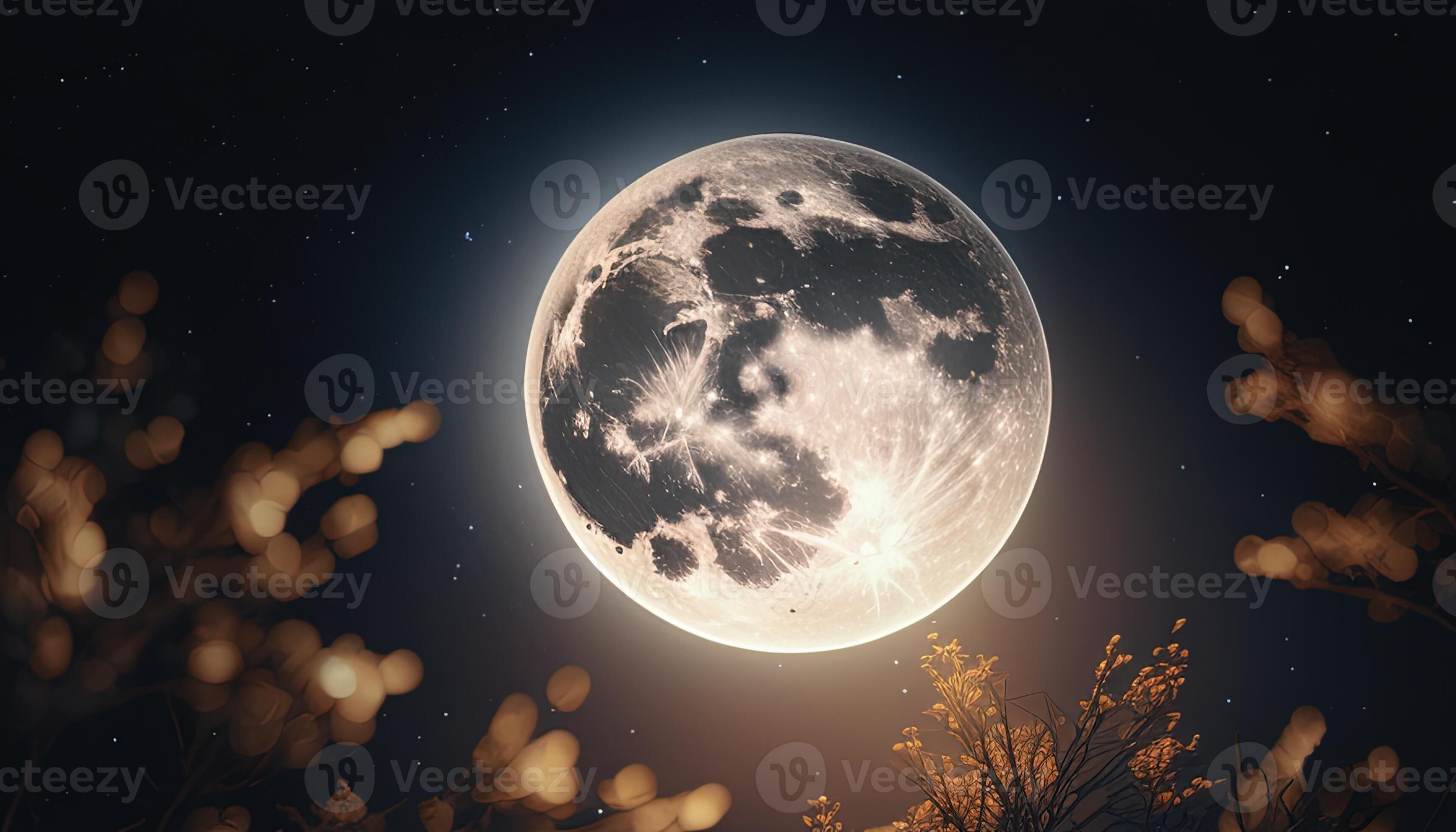 full moon shining, digital art illustration, 23434870 Stock Photo at