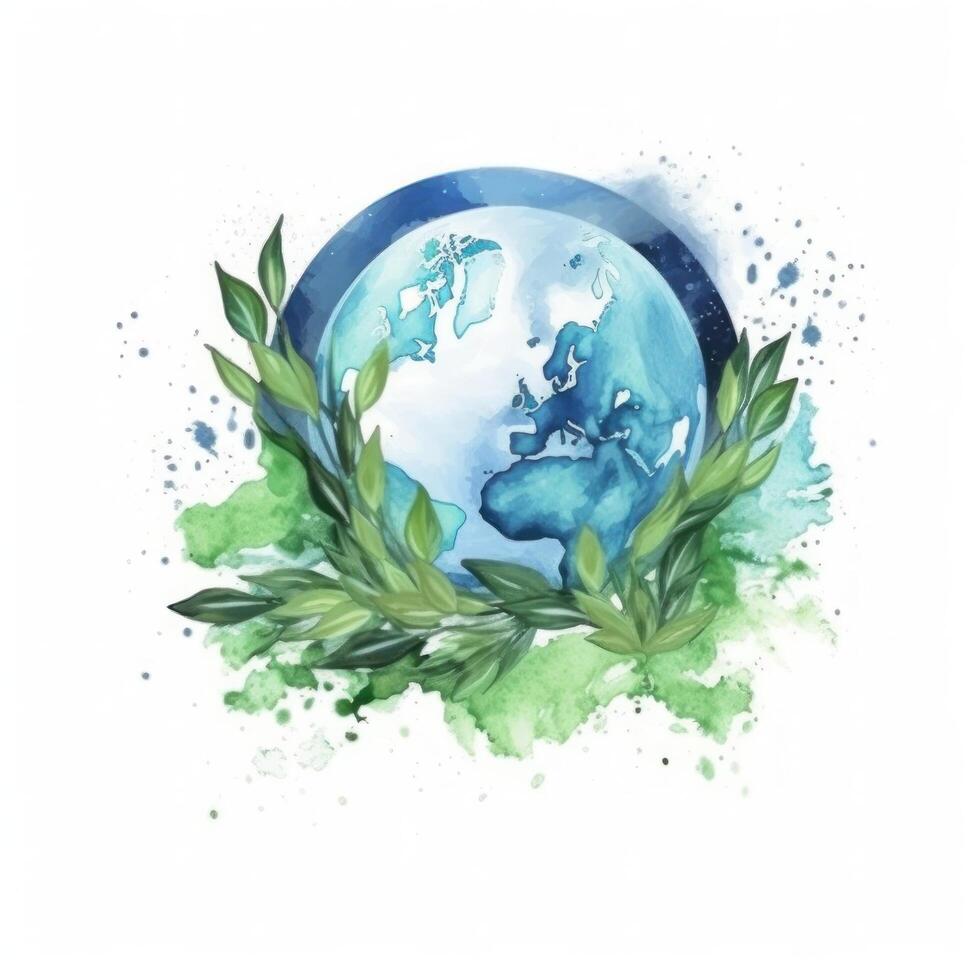 Watercolor Earth planet. Illustration photo