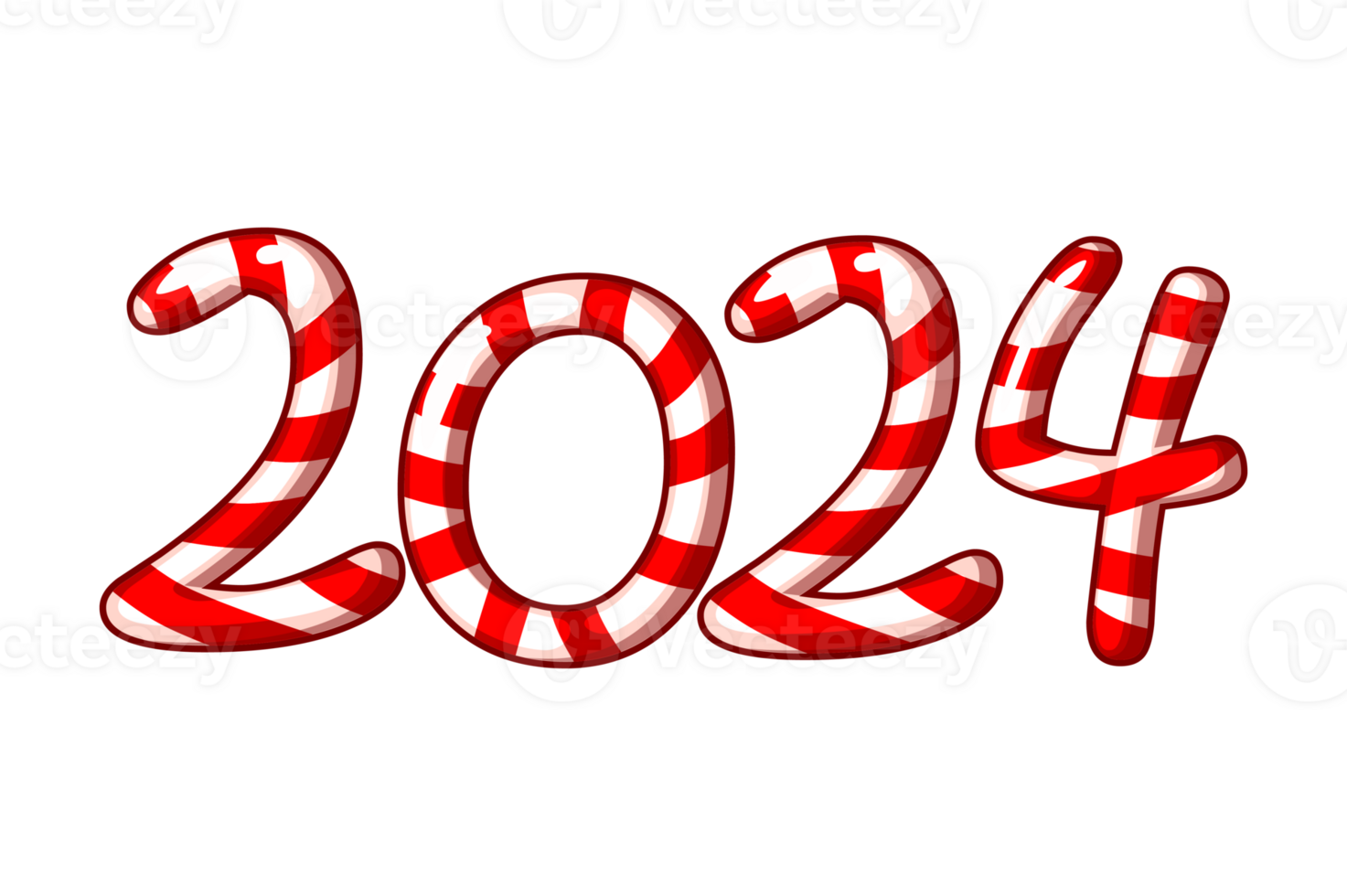 Happy New Year 2024 like candy. Isoled Numbers candy 23434980 PNG