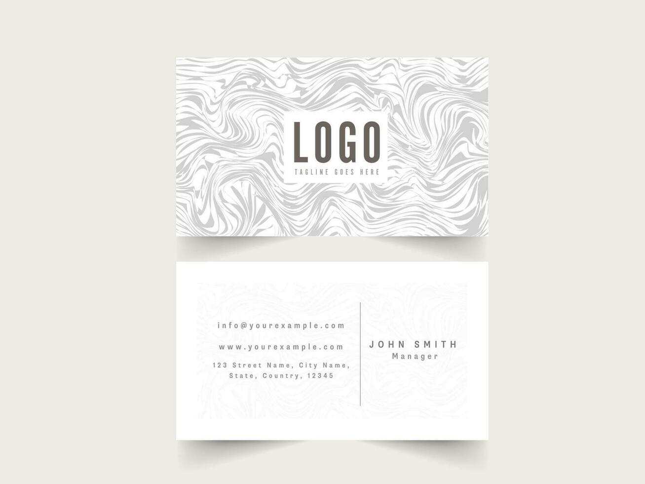 Business Card Template Layout With Abstract Marble Texture In White Color. vector