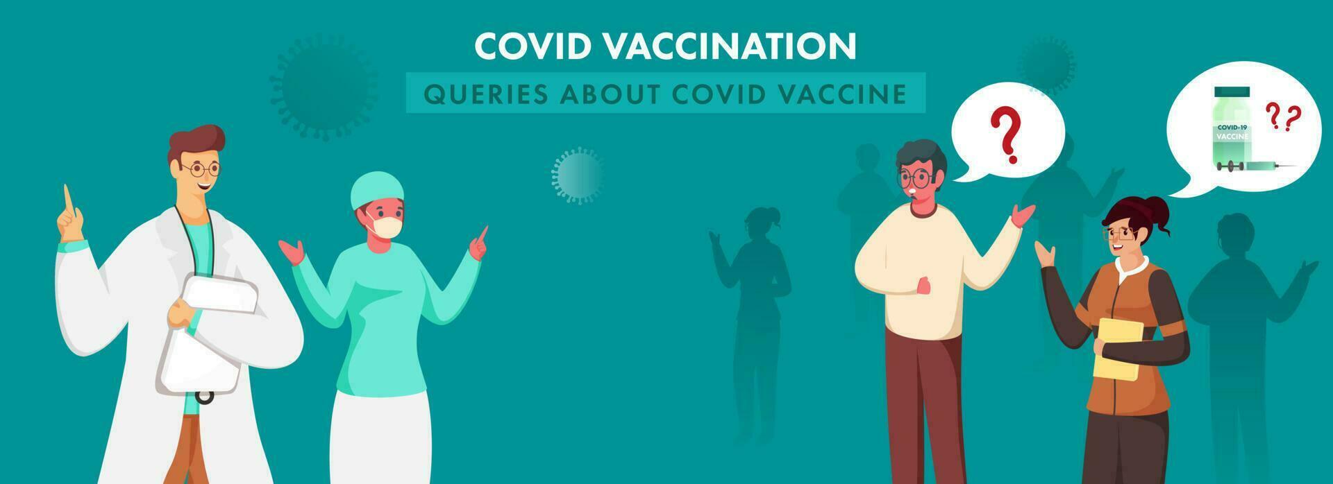 codicioso vacunación consultas acerca de codicioso vacuna bandera o encabezamiento diseño con personas hablando desde doctores vector