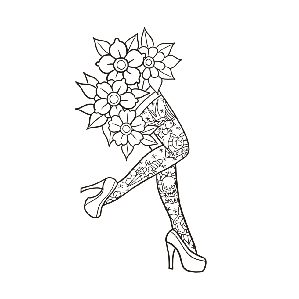 tattoo cartoon doodle kawaii anime coloring page cute illustration clipart character manga png