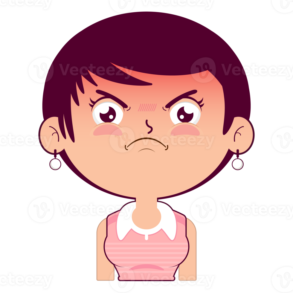 girl angry face cartoon cute png