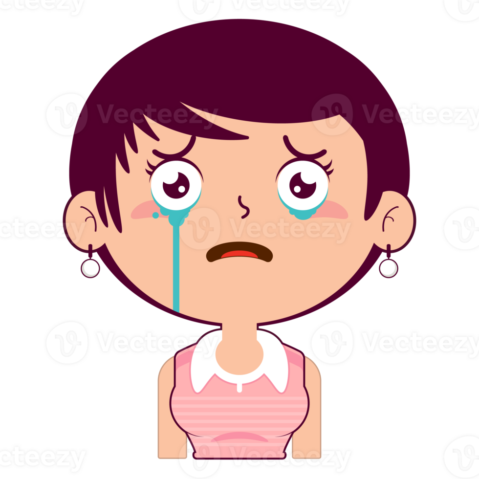 girl crying and scared face cartoon cute 23435278 PNG