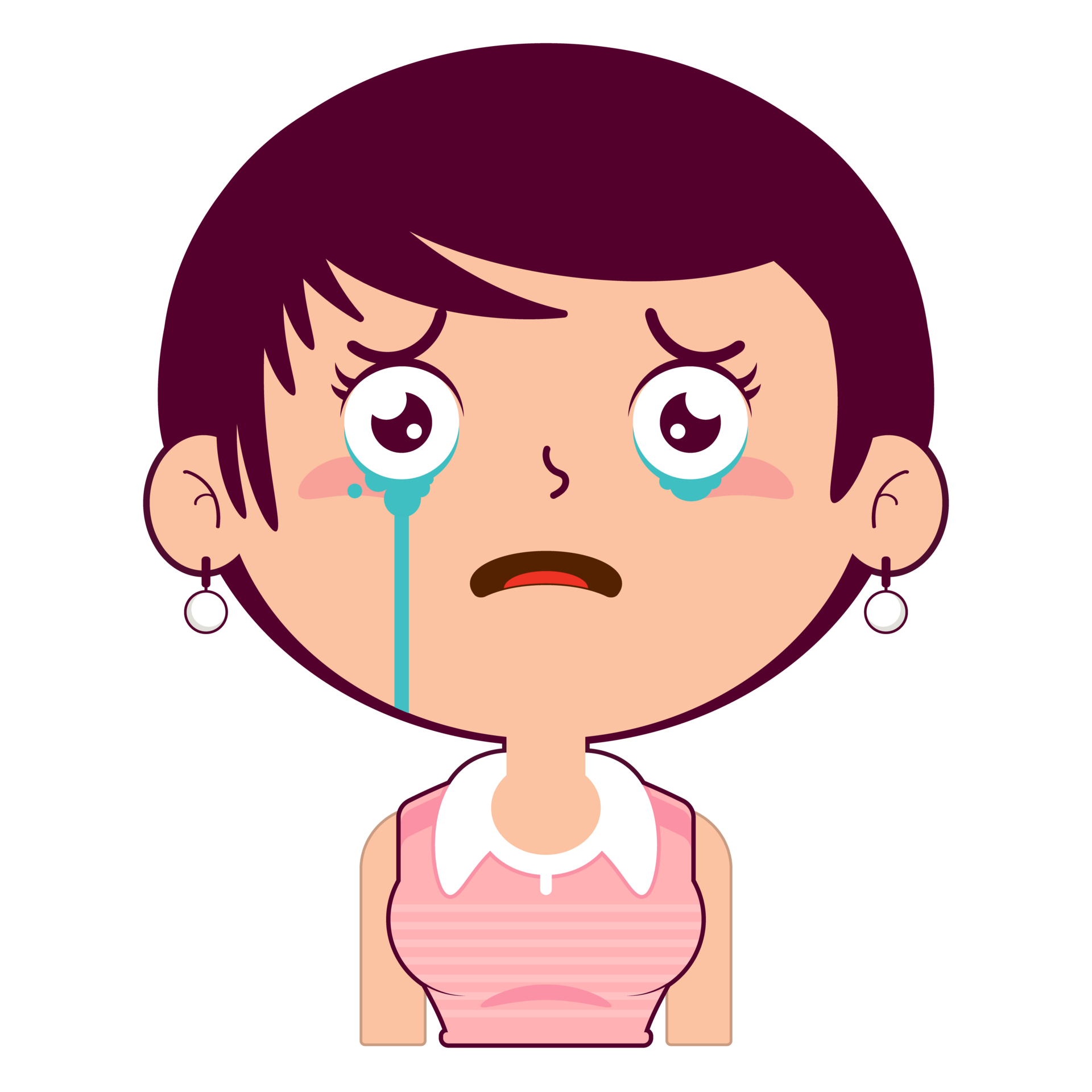 girl crying and scared face cartoon cute 23435278 PNG