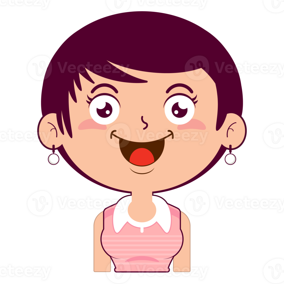 girl happy face cartoon cute png