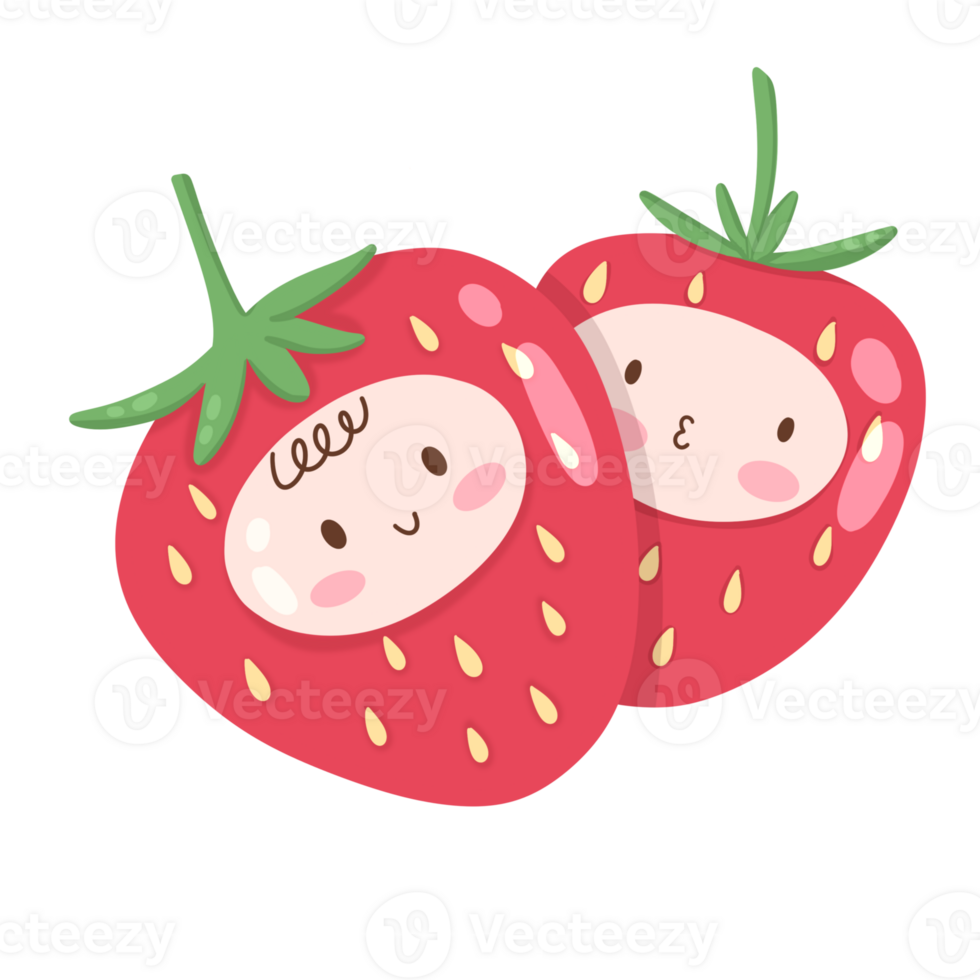 Strawberry character smiling png
