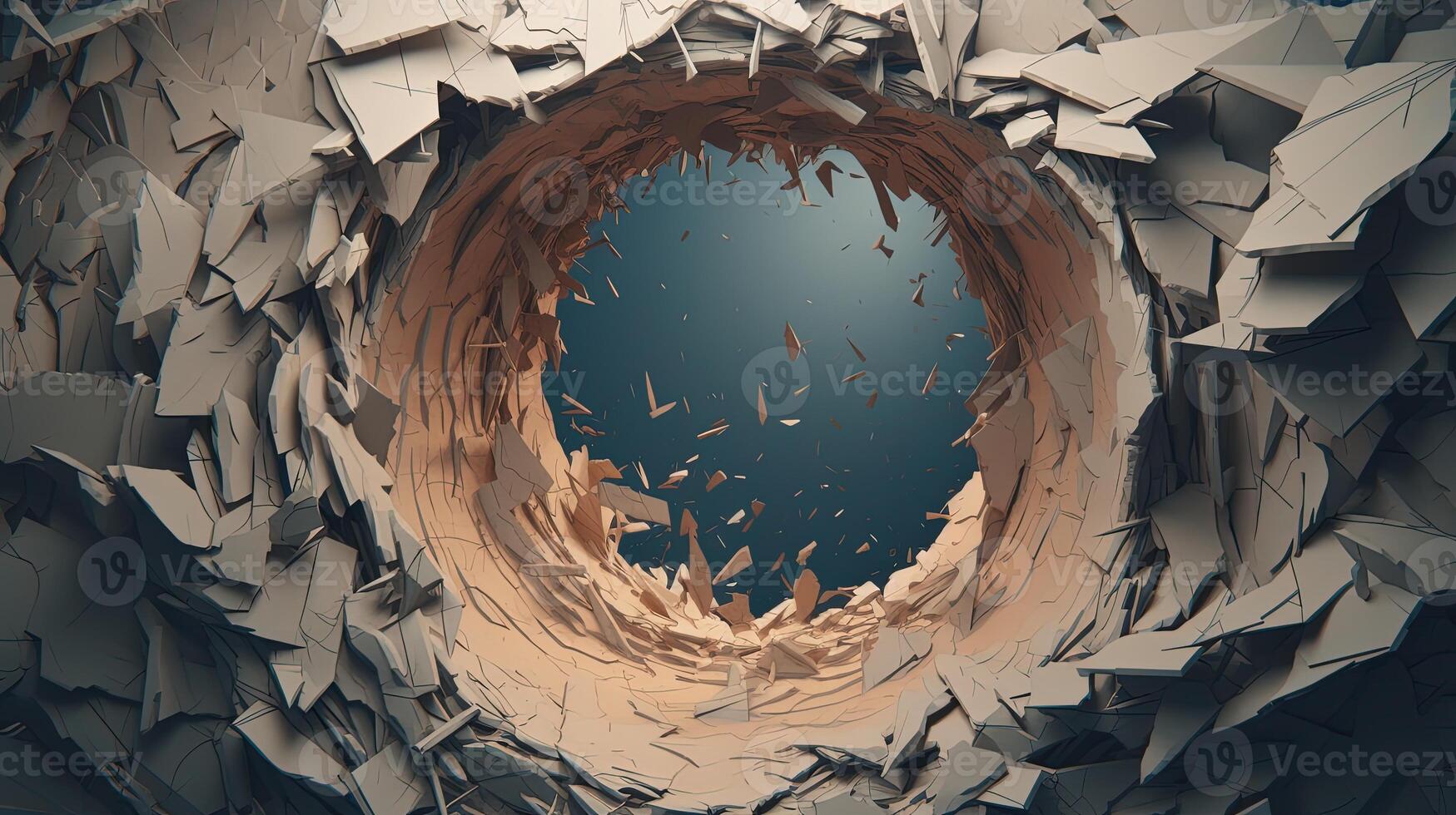 ripped paper hole, digital art illustration, photo