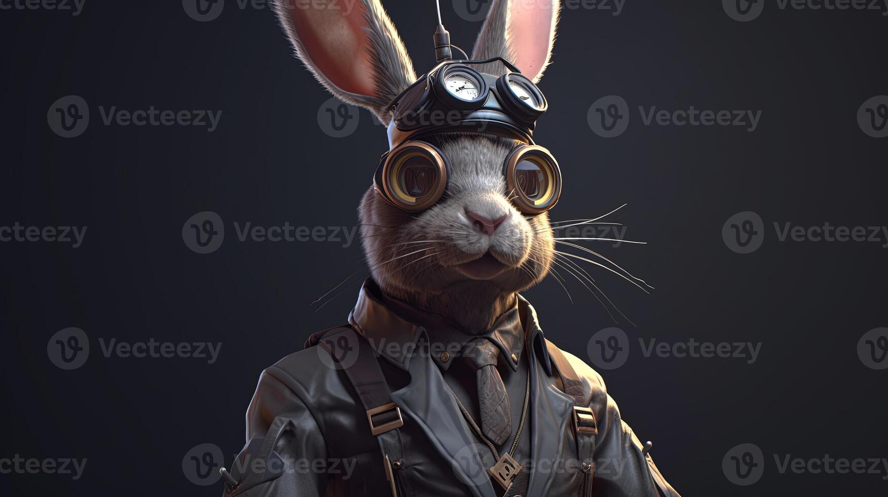 hacker hare, digital art illustration, photo