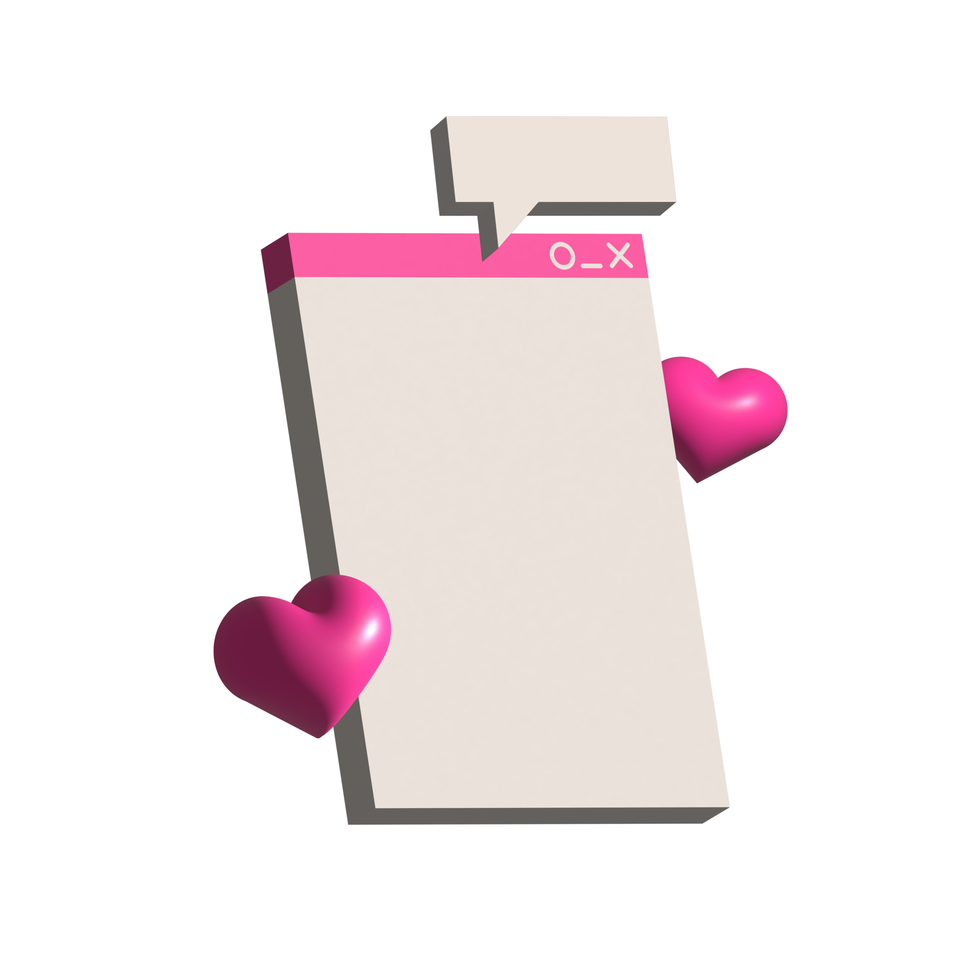 Retro computer interface with many open tab, bubble, hearts and window