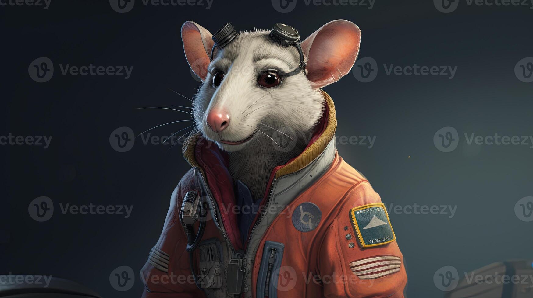 cute mouse technician, digital art illustration, photo