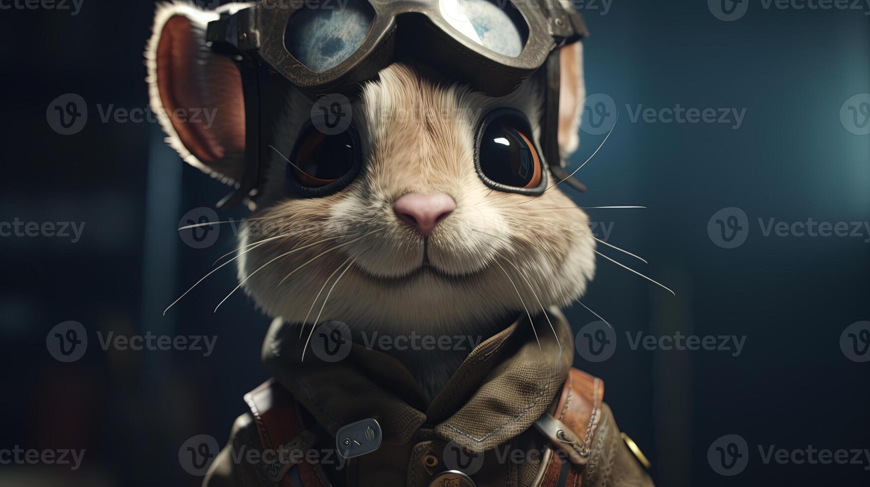 intelligent cooperative pilot mouse, digital art illustration, photo