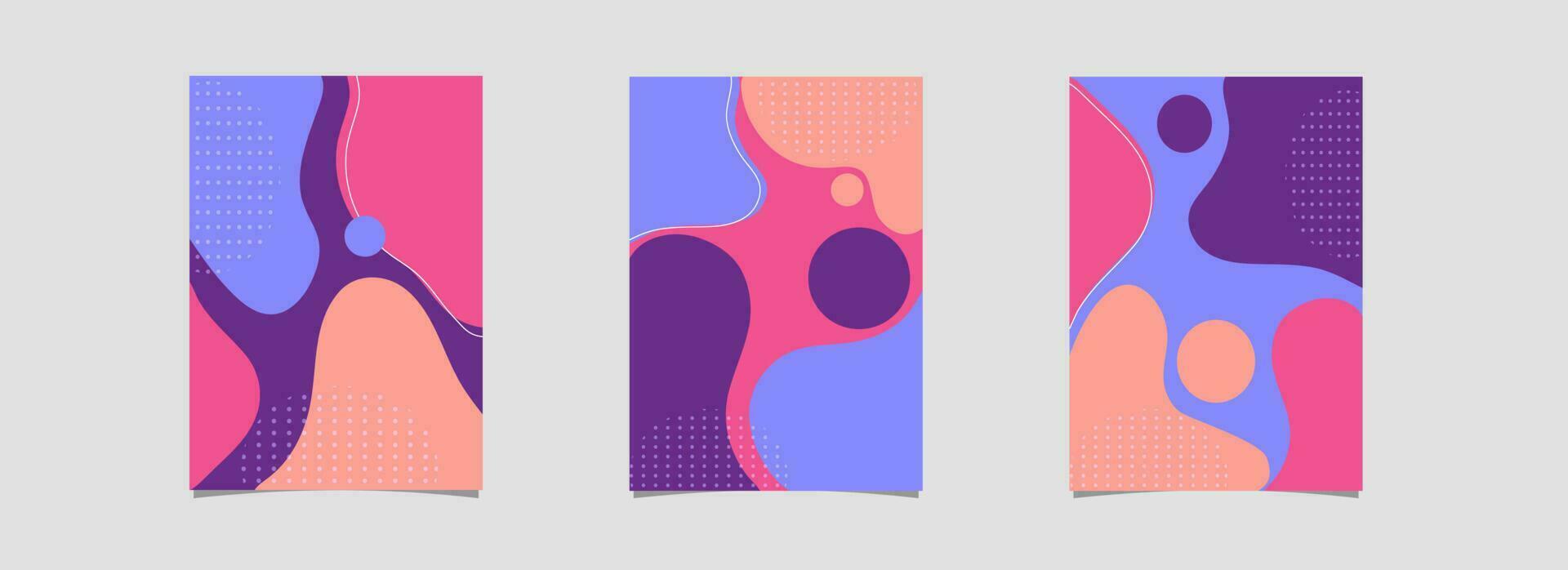 Advertising template or flyer design set with colorful fluid art abstract. vector