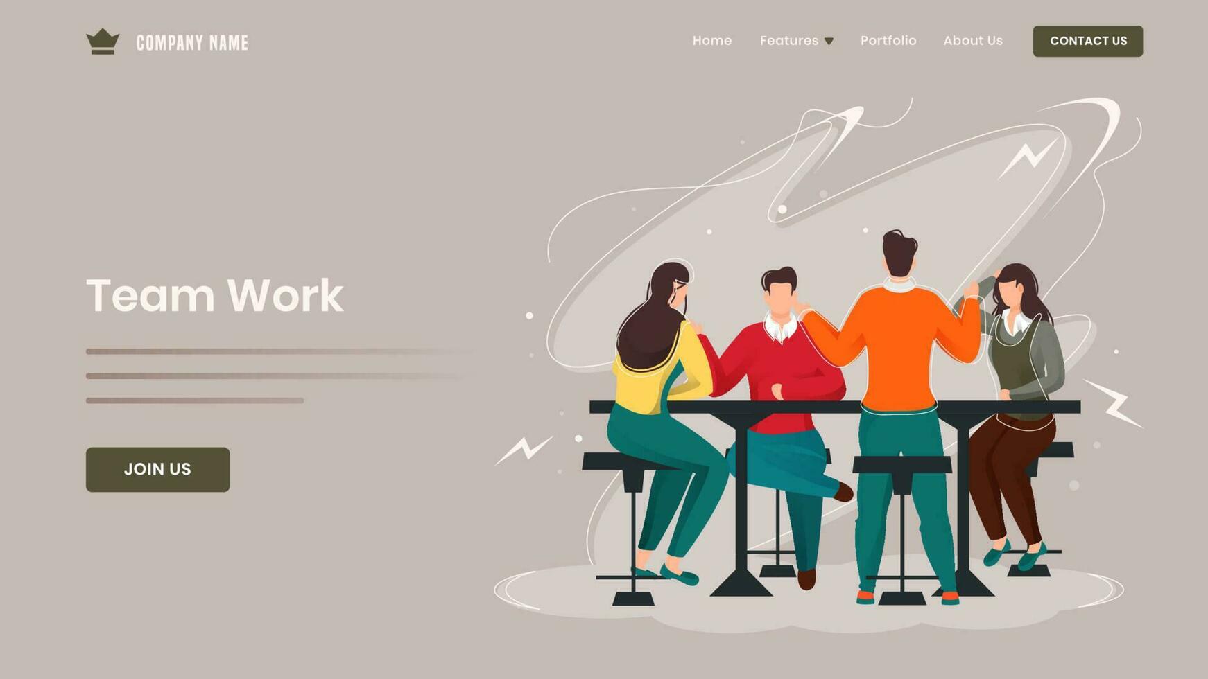 Business people working together on workplace for Teamwork concept based landing page design. vector