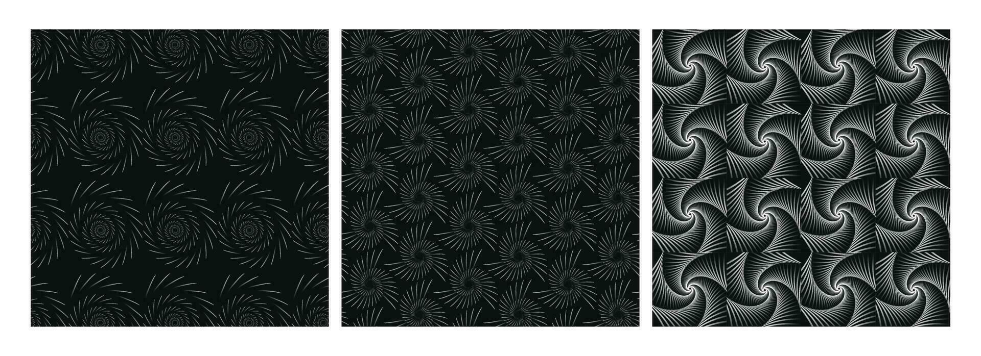 Black And White Color Abstract Geometric Illusion Effect Background In Three Option. vector