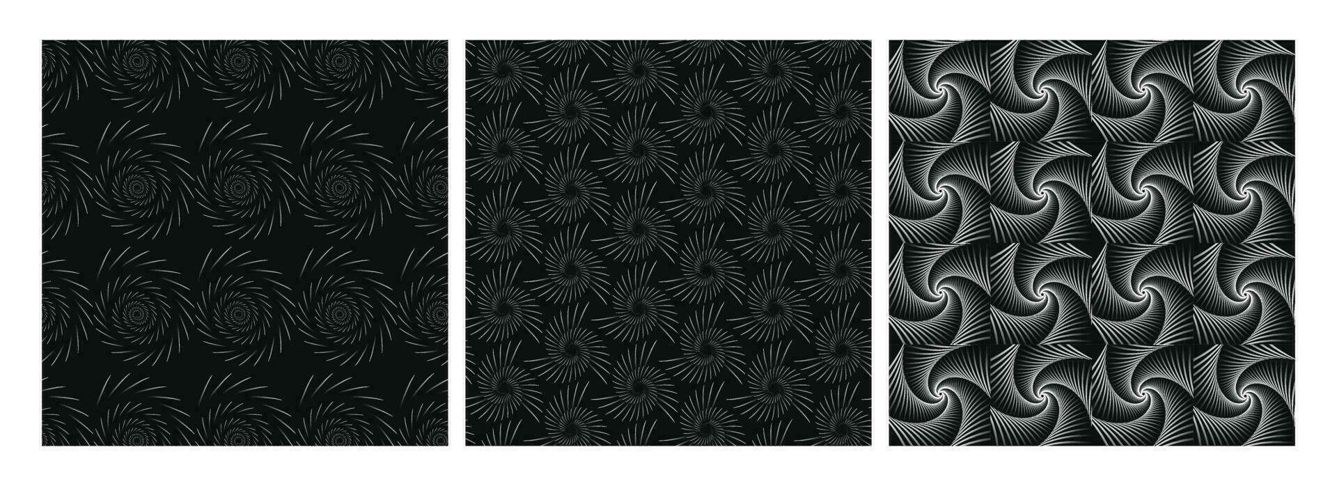 Black And White Color Abstract Geometric Illusion Effect Background In Three Option. vector