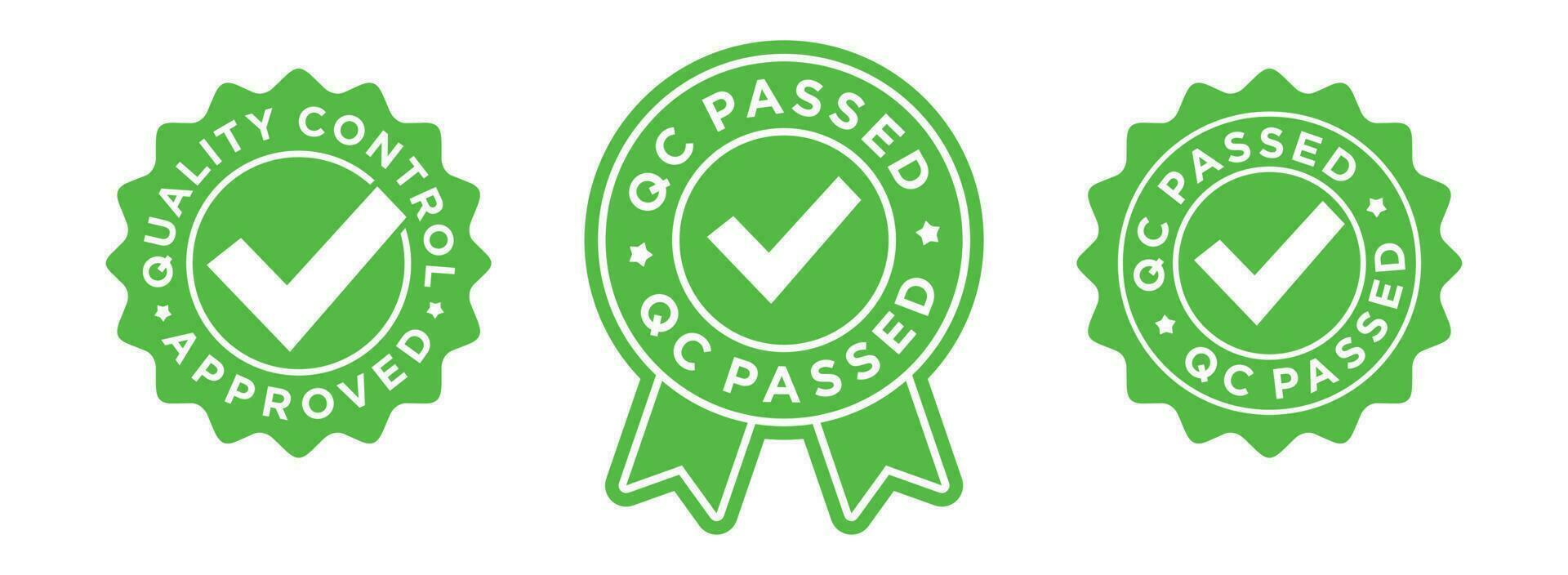 qc passed label collection. qc passed stamp. qc passed sticker design vector