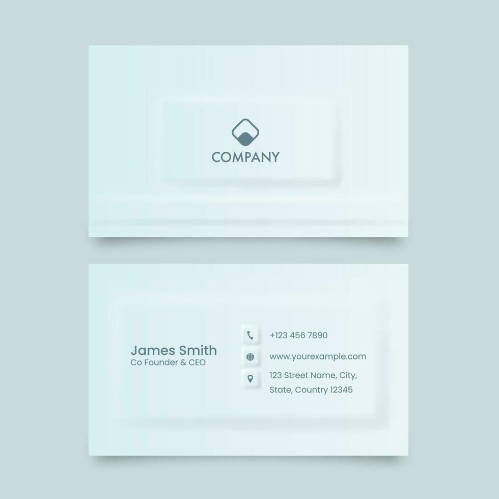 Neumorphic Business Or Visiting Card In Front And Back Side. vector