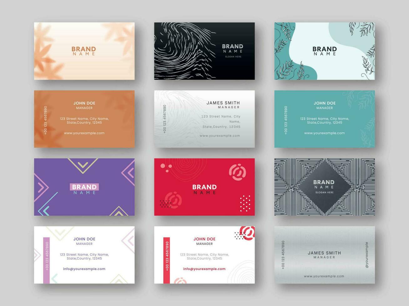 Abstract Modern Business Card Set In Colorful. vector