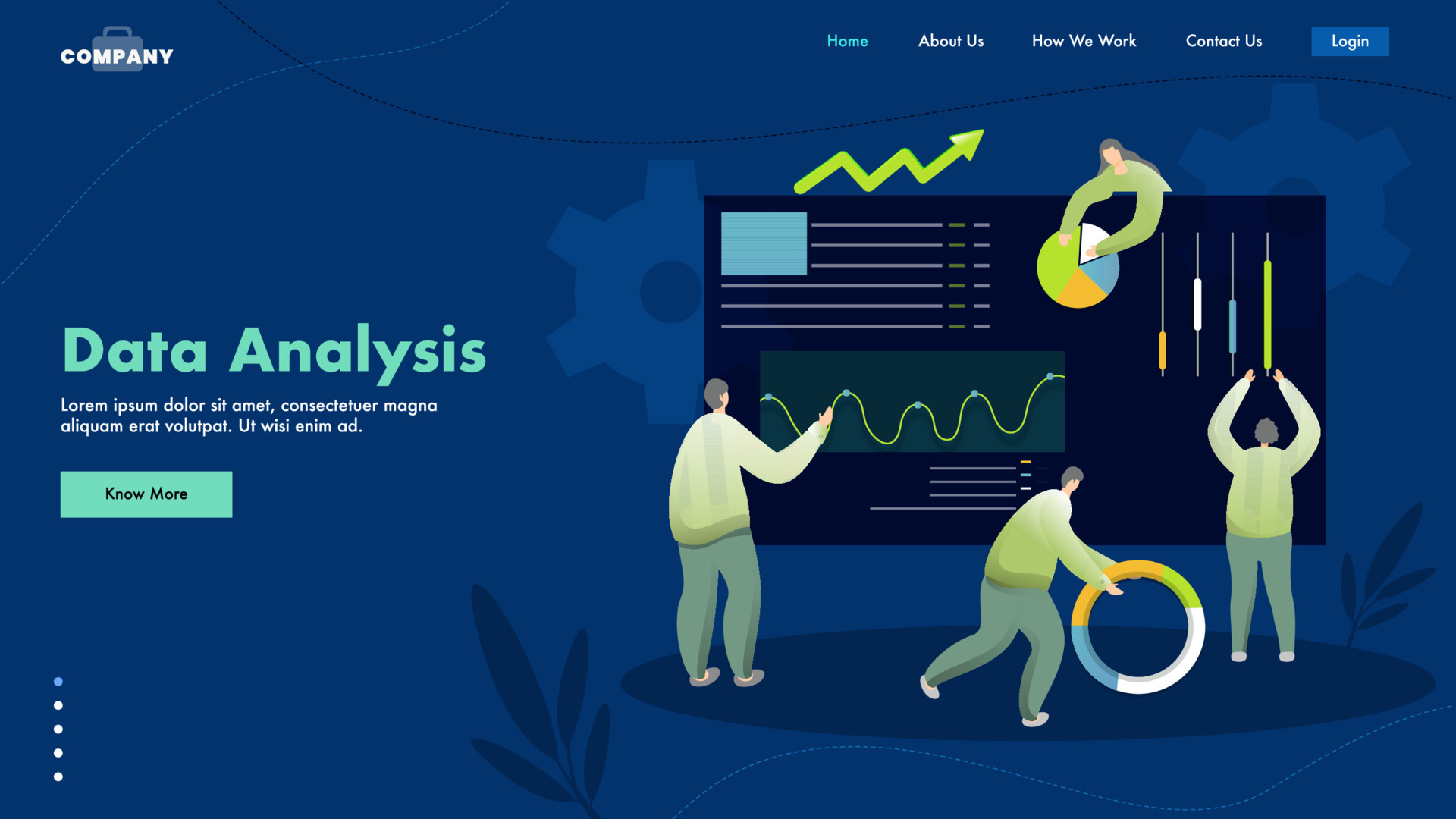 Data Analysis concept based landing page design with business people or ...