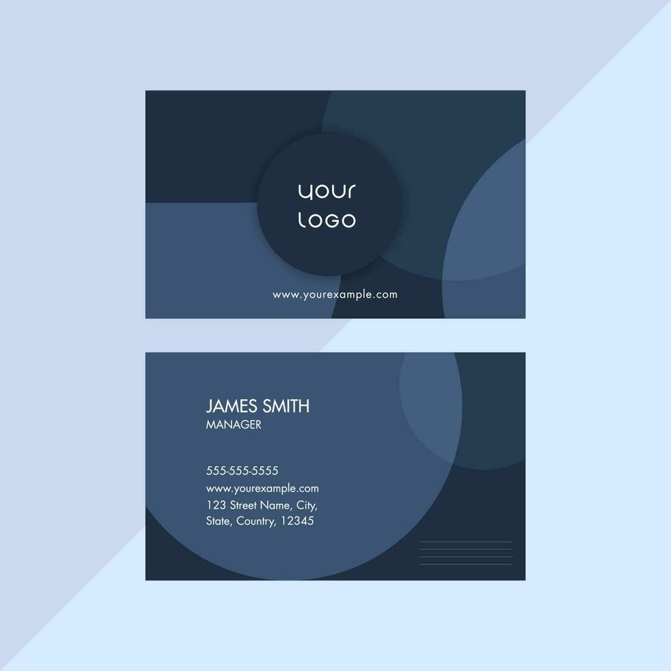 Blue Color Business Card Template Layout In Front And Back View. vector