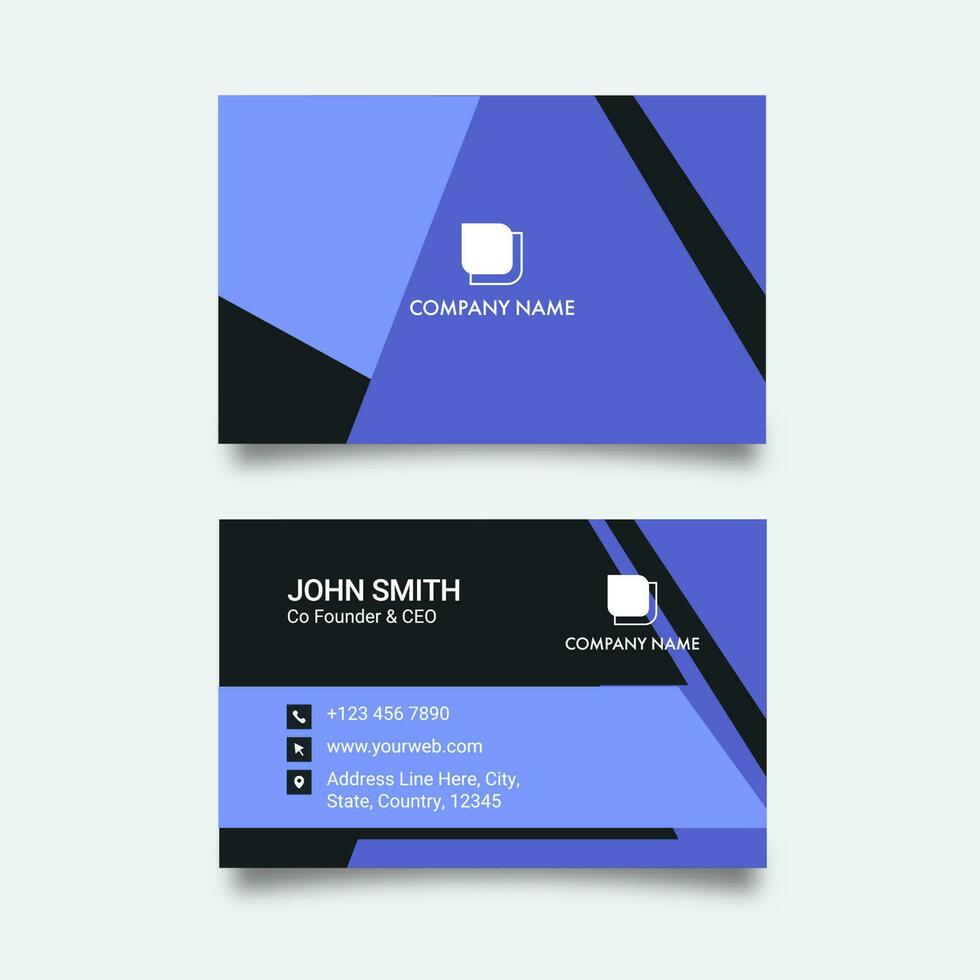 Violet And Black Color Business Card Design In Font And Back Side. vector