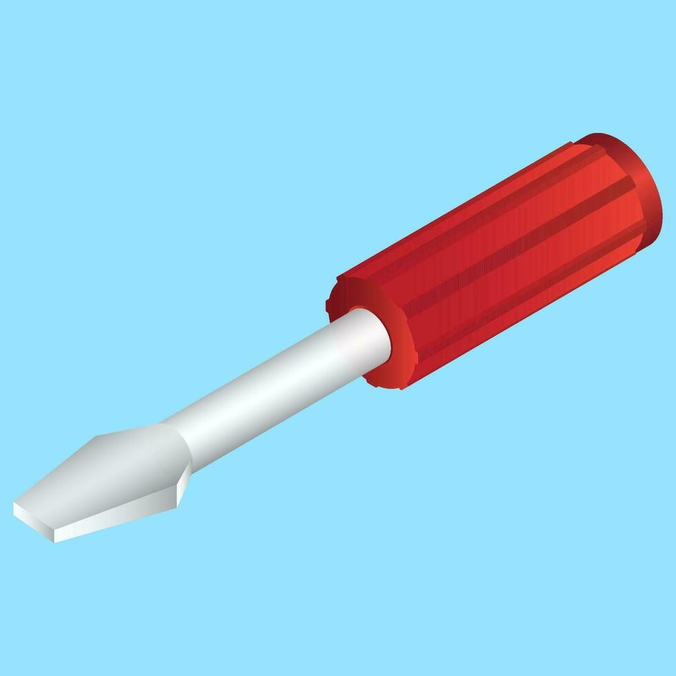 3D screwdriver icon in red and gray color. vector