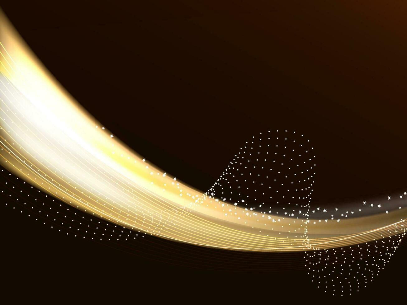Abstract Golden Waves On Brown Background. vector