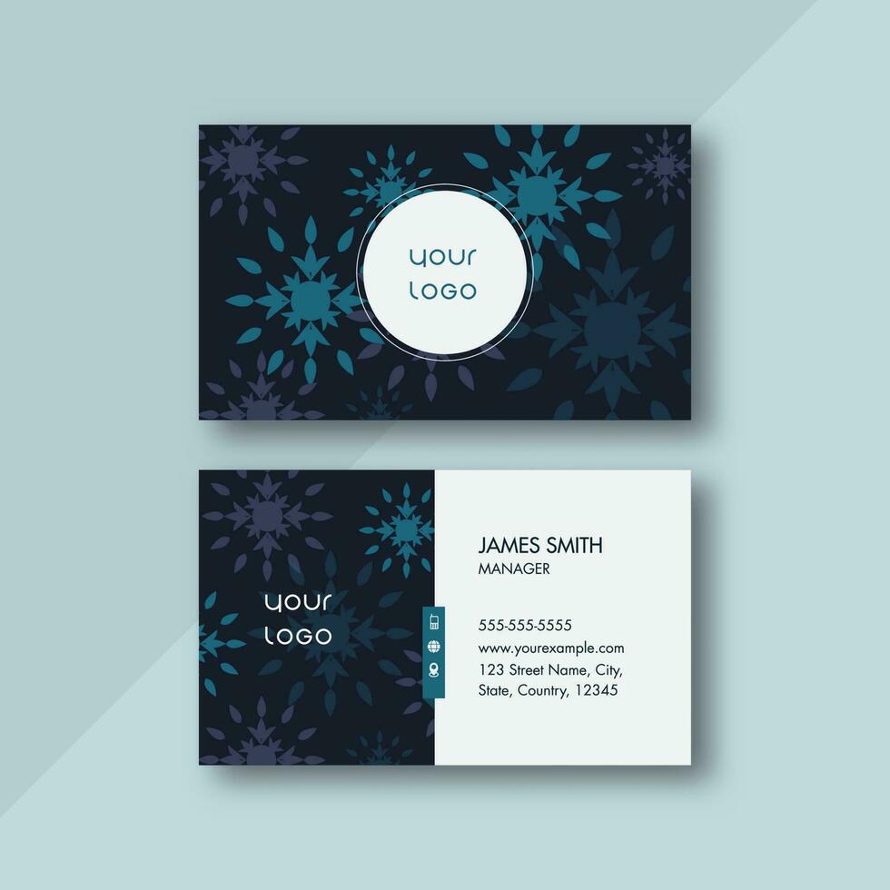 Front And Back Presentation Of Business Card Template With Floral Pattern. vector