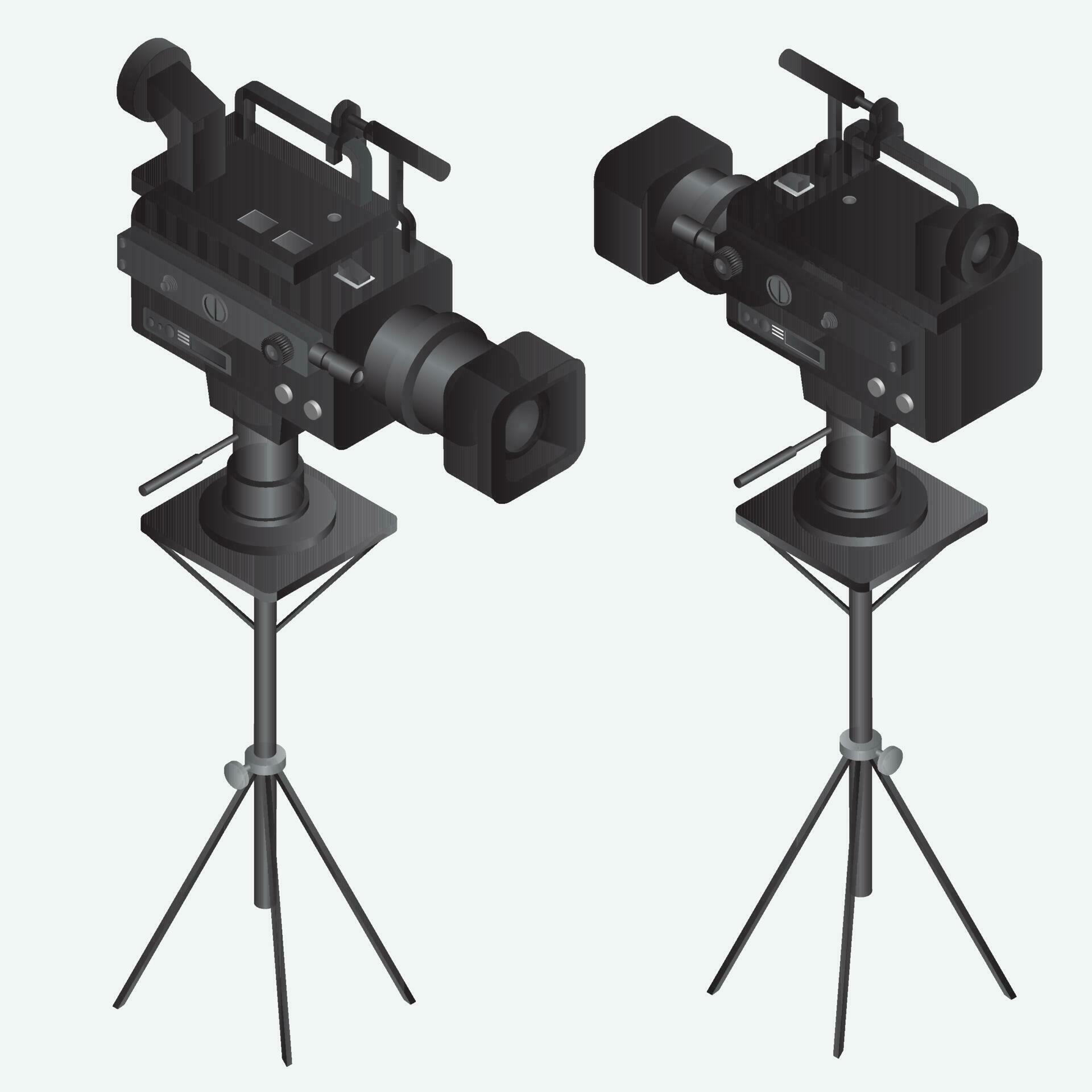 3D video camera on tripod in black color. 23438144 Vector Art at Vecteezy