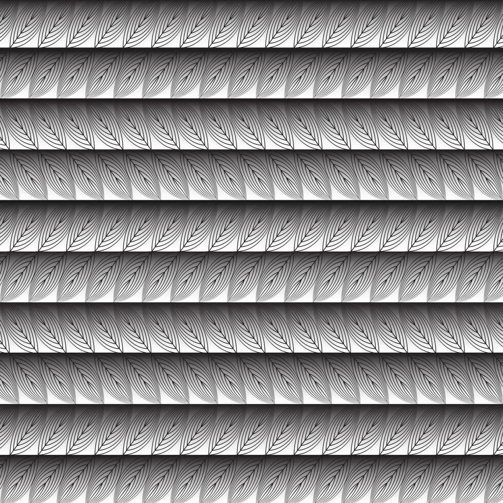 Seamless Geometric Leaves Pattern Background In White And Black Color. vector