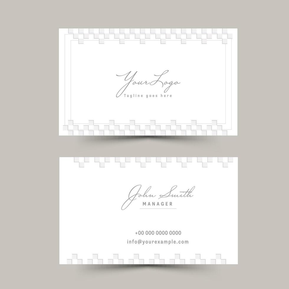 White Color Business Card Template In Front And Back View. vector