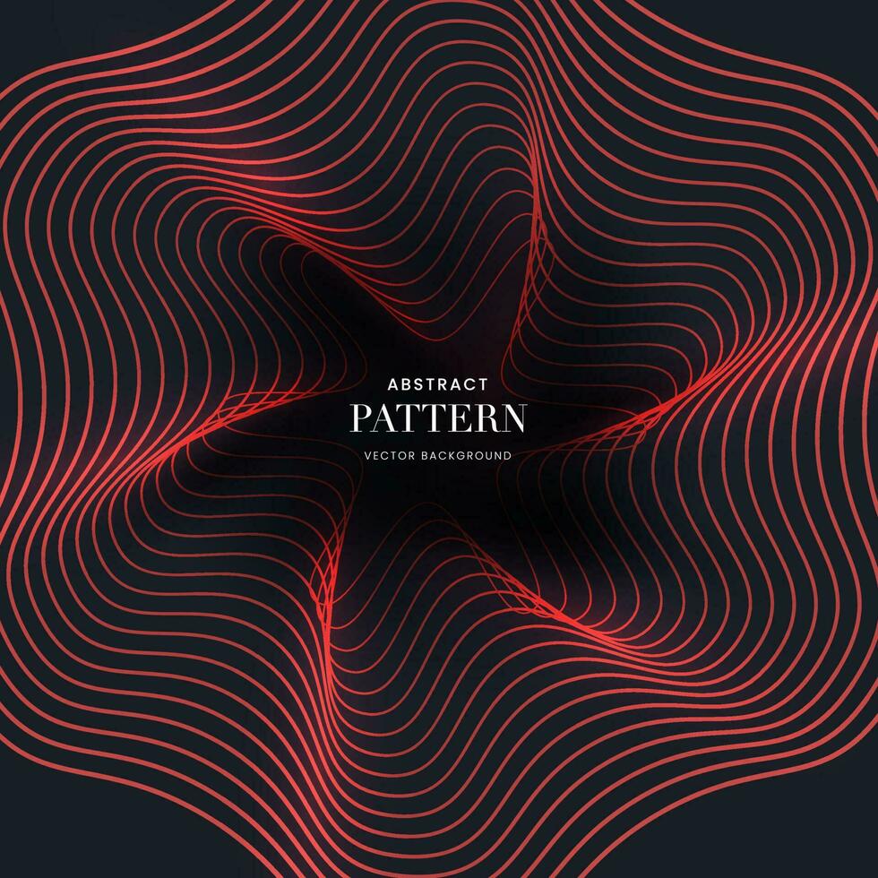 Abstract Concentric Wavy Background In Red And Black Color. vector