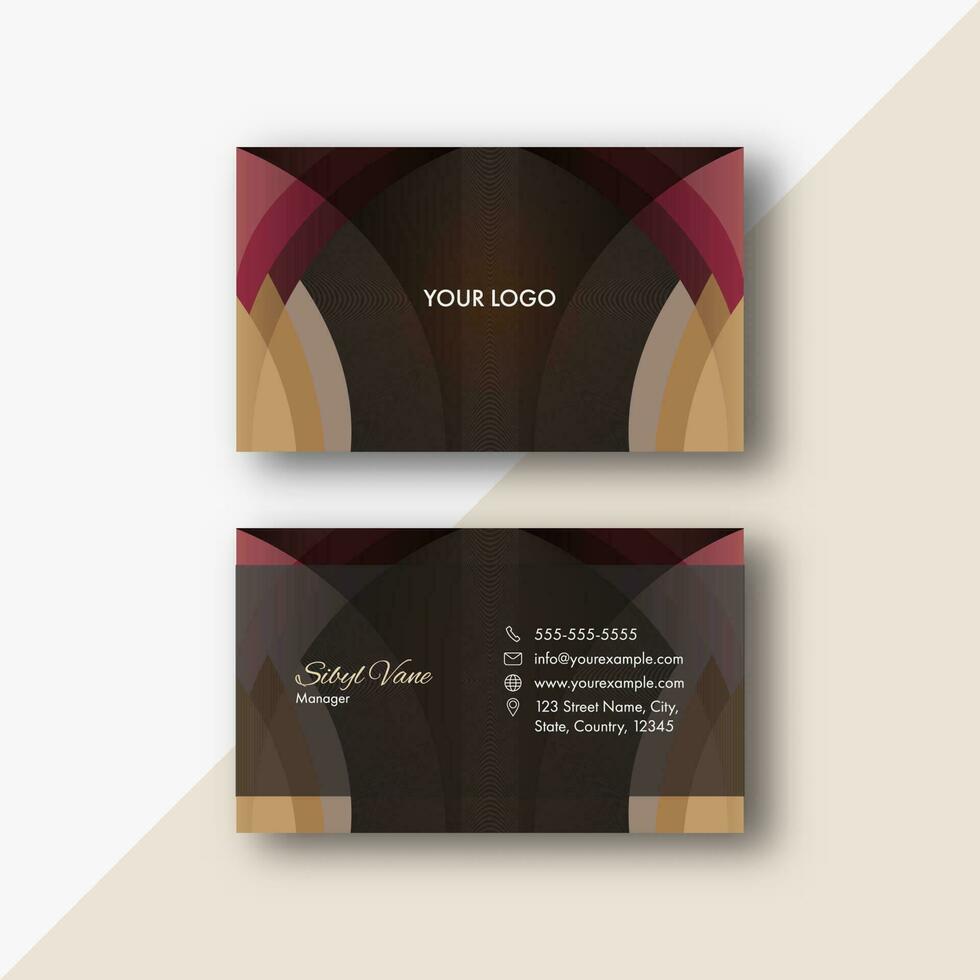 Abstract Business Card Template Layout In Front And Back View. vector