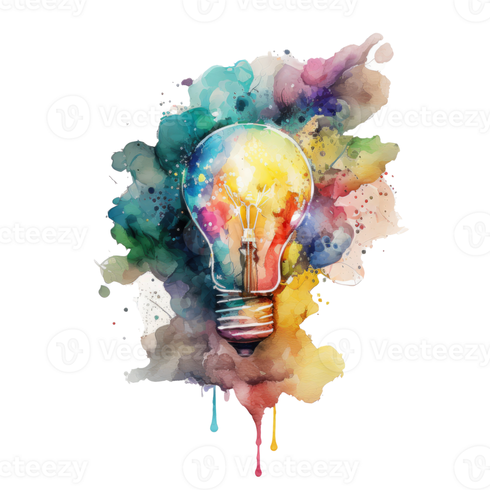 Watercolor light bulb cutout png