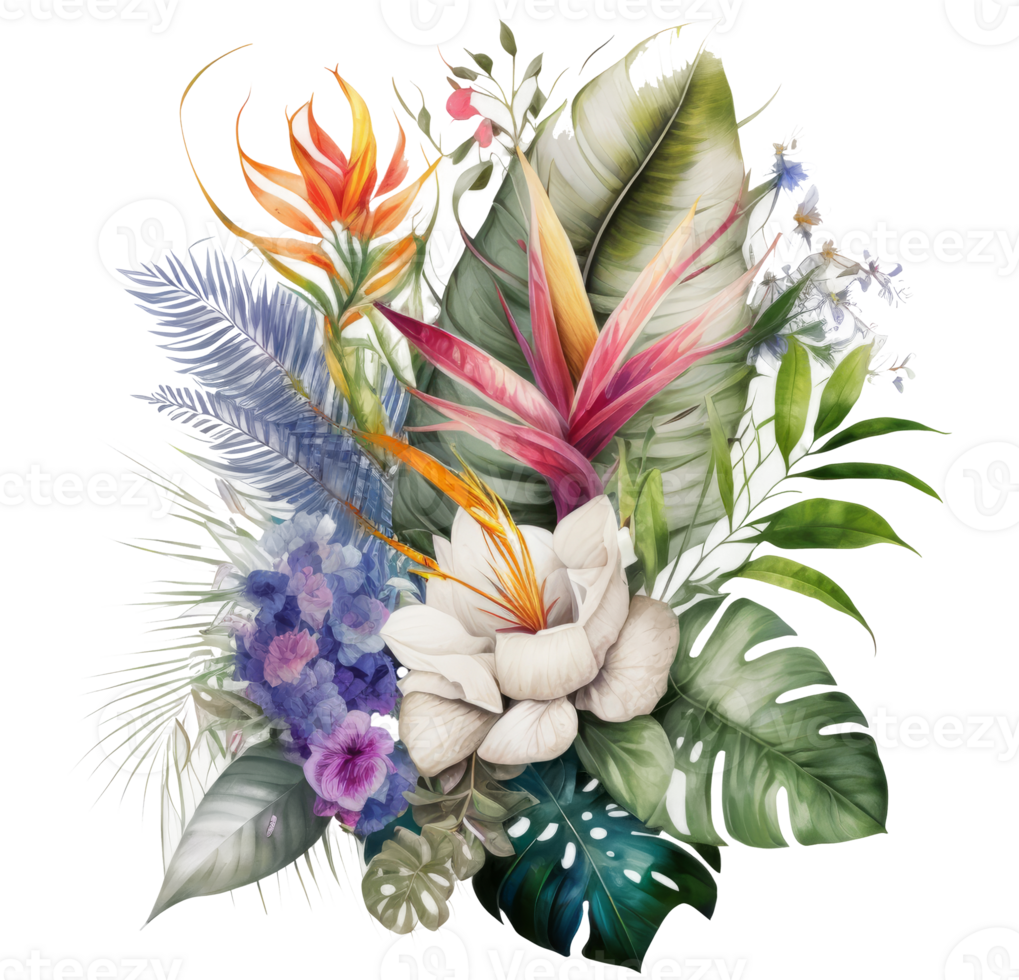 watercolor-tropical-leaves-cutout-23438388-png