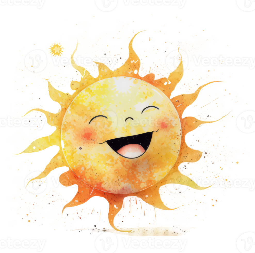 Cute watercolor sun cutout png