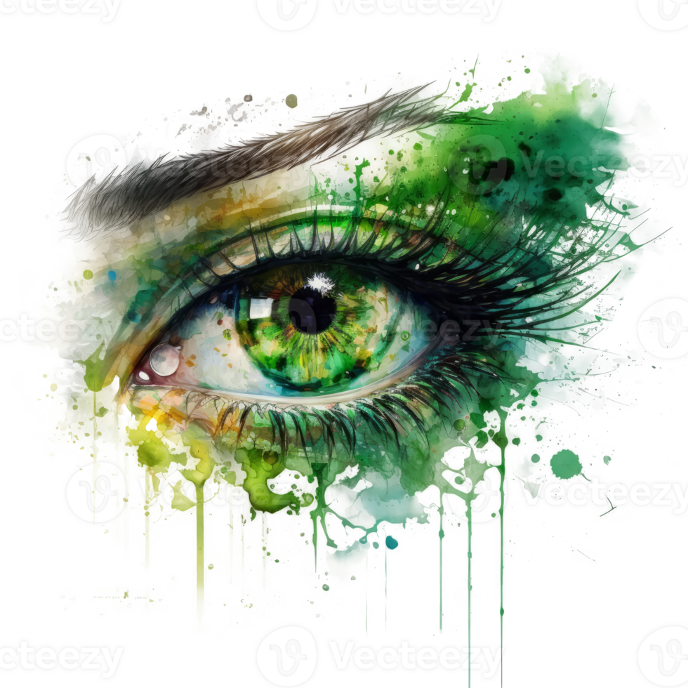 Watercolor green eye cutout png