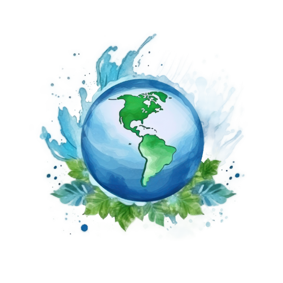 Watercolor Earth planet cutout png